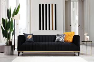 Design 3 személyes kanapé Telissa 222 cm fekete