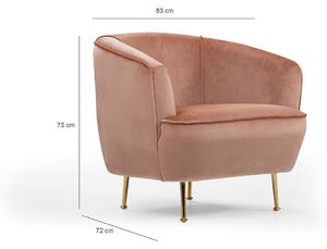 Design fotel Fedella rózsaszín