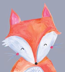 Illusztráció Woodland fox on grey, Laura Irwin, (30 x 40 cm)