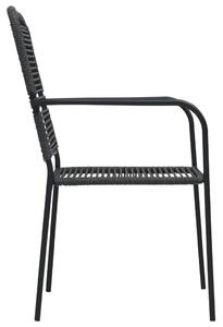 VidaXL 2 db fekete pamut kötél és acél kerti szék