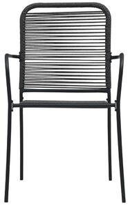 VidaXL 2 db fekete pamut kötél és acél kerti szék