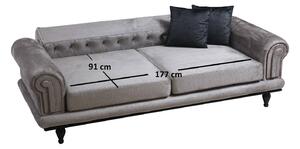 Design ágyazható kanapé Chesterfield 230 cm szürke