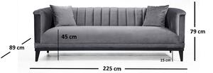 Design 3 személyes kanapé Tamanna 225 cm sötétszürke