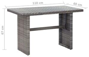 Antracitszürke polyrattan kerti asztal 110 x 60 x 67 cm