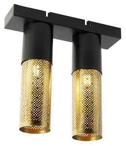Ipari mennyezeti lámpa fekete, arany 2-fényes - Raspi