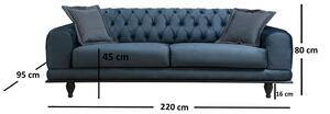 Design ágyazható kanapé Rococo 220 cm kék