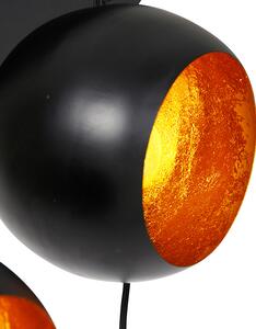 Függesztett lámpa fekete, arany belsővel 7 lámpás - Crooked Cluster