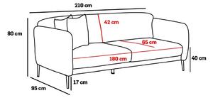 Design 3 személyes kanapé Ophira 210 cm krém