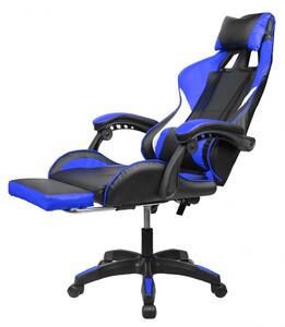 BeComfort OC05 ergonómikus gamer gaming főnöki szék forgószék lábtartóval kék