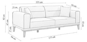 Design 3 személyes kanapé Malisha 223 cm sötétkék