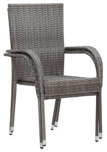 2 db szürke rakásolható polyrattan kültéri szék