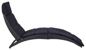 Fekete polyrattan napozóágy párnával