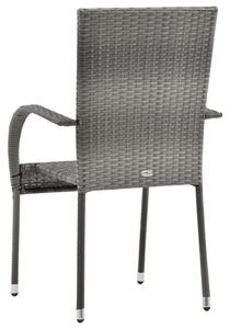 2 db szürke rakásolható polyrattan kültéri szék