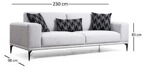 Design 3 személyes kanapé Olliana 230 cm szürke