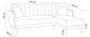 Sarok ágyazható kanapé Zayda 225 cm sötétkék – jobb