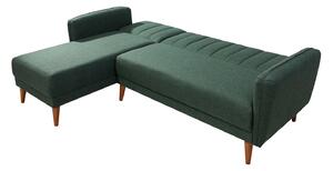 Sarok ágyazható kanapé Zayda 225 cm sötétzöld – bal