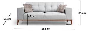 Design kanapé Tarika 184 cm világosszürke