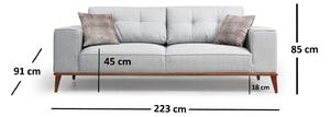 Design 3 személyes kanapé Tarika 223 cm világosszürke