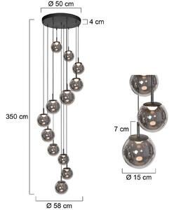 Steinhauer LED lógó világítás Bollique, 12 izzós. kerek, fekete, üveg, dimmelhető, Alu / szürke / cink, Nappali / Étkező, Üveg