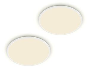 Philips LED mennyezeti lámpa SuperSlim 2 db-os készlet IP44 Ø 25 cm 4000 K, dimmelhető, Fehér / opál, Dolgozószoba / Iroda, Műanyag, Modern