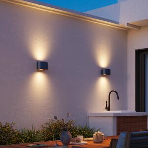 Calex LED kültéri falilámpa Potenza fel/le, IP44, fekete/arany, Fekete, Folyosó, Alumínium, Modern