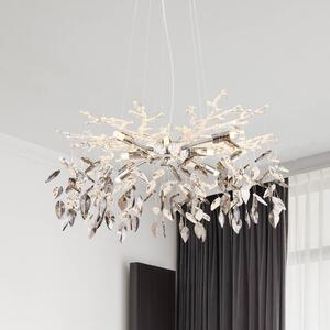 Globo Danna csillár, króm színű/füstszürke/átlátszó, Ø 61 cm, dimmelhető, Króm / ezüst, Nappali / Étkező, fém