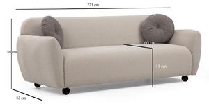 Design 3 személyes kanapé Jamiya 223 cm fehér