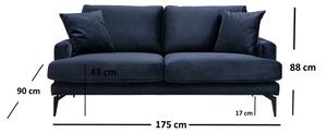 Design kanapé Fenicia 175 cm sötétkék