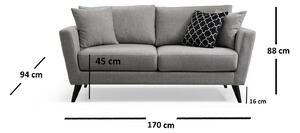 Design kanapé Waneta 170 cm szürke