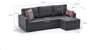 Sarok ágyazható kanapé Sanjay 242 cm antracit - jobb