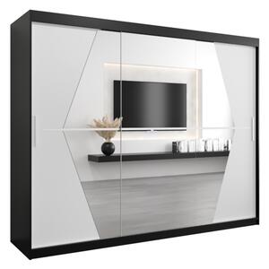 KOLIN ruhásszekrény, 250x200x62, fekete/fehér