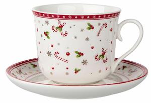 Altom Christmas tree porcelán jumbo csésze csészealjjal, 350 ml