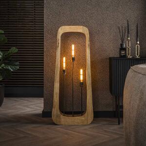 Zijlstra Woodframe állólámpa, 3-lámpás, mangófa, natúr, Világos fa, Nappali / Étkező, Fa, Modern