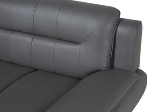 Elegáns háromszemélyes műbőr kanapé szürke színben LEIRA