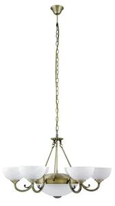 Csillár e27 2x60w, e14 6x40w bronz/fehér alabástrom üveg marlene