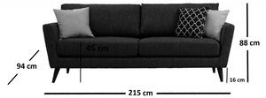 Mayorka sötétszürke háromszemélyes kanapé