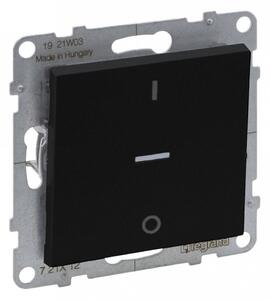Legrand SUNO 721412 kétpólusú kapcsoló (102), fekete burkolattal, ellenőrzőfénnyel, rugós bekötés, keret nélkül, süllyesztett, 10A 250V IP20