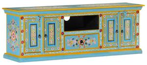 Kék tömör mangófa TV-szekrény 110 x 30 x 40 cm