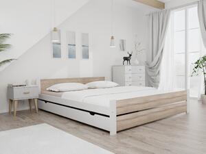 IKAROS DOUBLE ágy 180 x 200 cm, fehér/sonoma tölgy Ágyrács: Léces ágyrács, Matrac: Matrac nélkül