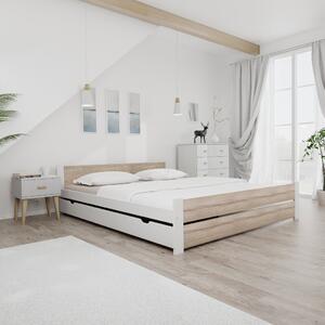 IKAROS DOUBLE ágy 180 x 200 cm, fehér/sonoma tölgy Ágyrács: Lamellás ágyrács, Matrac: Coco Maxi 19 cm matrac
