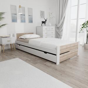 IKAROS DOUBLE ágy 90 x 200 cm, fehér/sonoma tölgy Ágyrács: Léces ágyrács, Matrac: Matrac nélkül