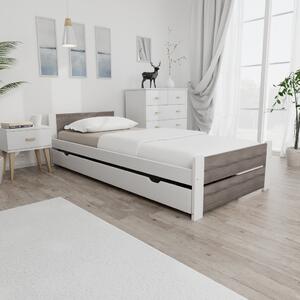 IKAROS DOUBLE ágy 90 x 200 cm, fehér/trüffel tölgy Ágyrács: Ágyrács nélkül, Matrac: Matrac nélkül