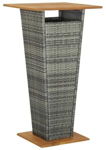 Szürke polyrattan és tömör akácfa bárasztal 60 x 60 x 110 cm