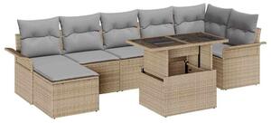 Kerti Kanapé Szett párnával tárolóval 8 pcs Bézs Poli rattan