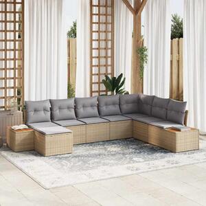 Kerti Kanapé Szett 9 pcs Beige és Világosszürke Polyrattan