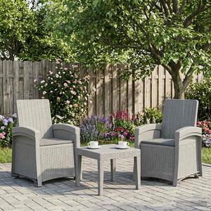 Dönthető kertiszék rattan hatású 2 pcs Fehér és Világosszürke