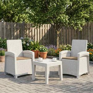 Dönthető kertiszék rattan hatású 2 pcs Fehér és Tópszínú PP