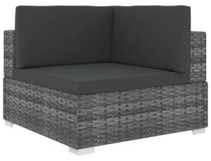 Szürke moduláris polyrattan sarokfotel párnákkal