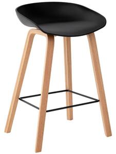 Fekete műanyag bárszék Somcasa Ruth 74 cm, fa talppal