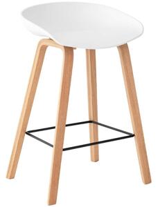 Fehér műanyag bárszék Somcasa Ruth fa talppal 74 cm